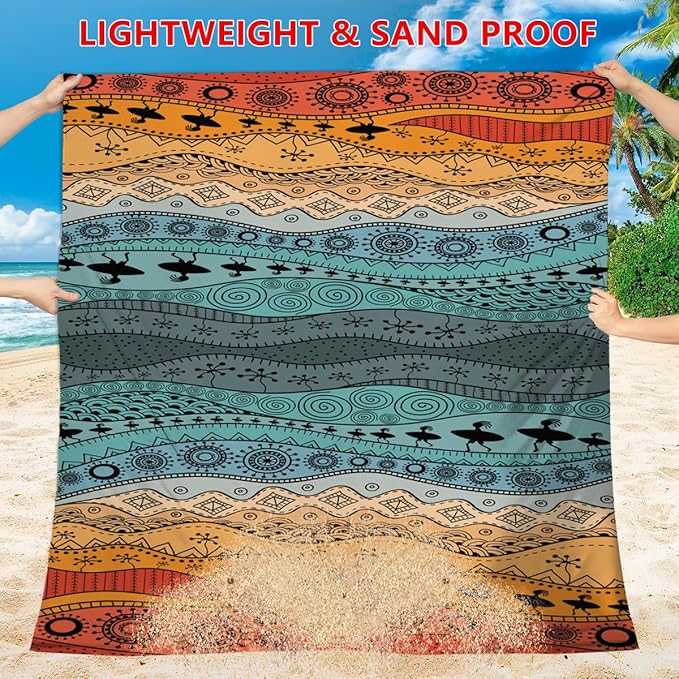 Beach Blanket Waterproof Sandproof Beach Mat Extra Large 86.6‘’×70.8‘’ Portable Foldable Quick Drying Outdoor Picnic Mat Beach Accessories for Travel Camping Hiking