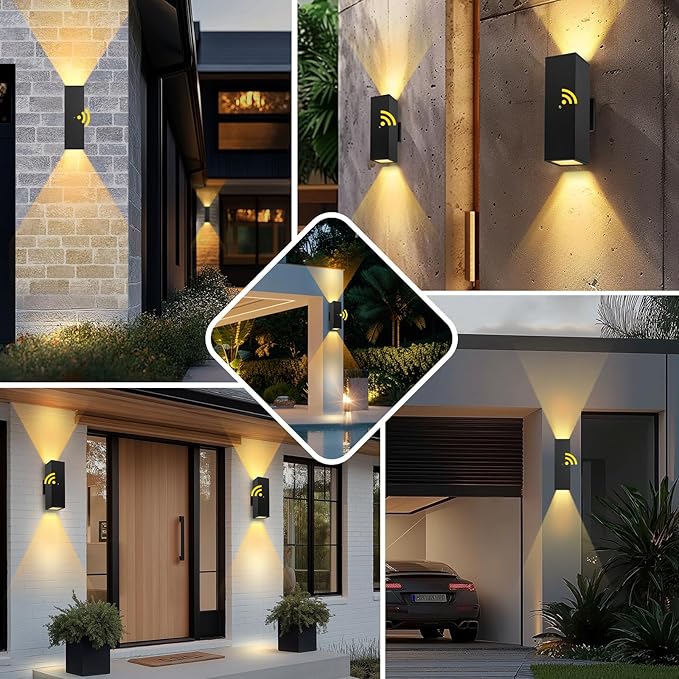 Modern Outdoor Wall Light Dusk to Dawn 2 Pack Waterproof Matte Black Porch Lights 2700K LED Outdoor Sconce Lights for House Garage Patio Front Door