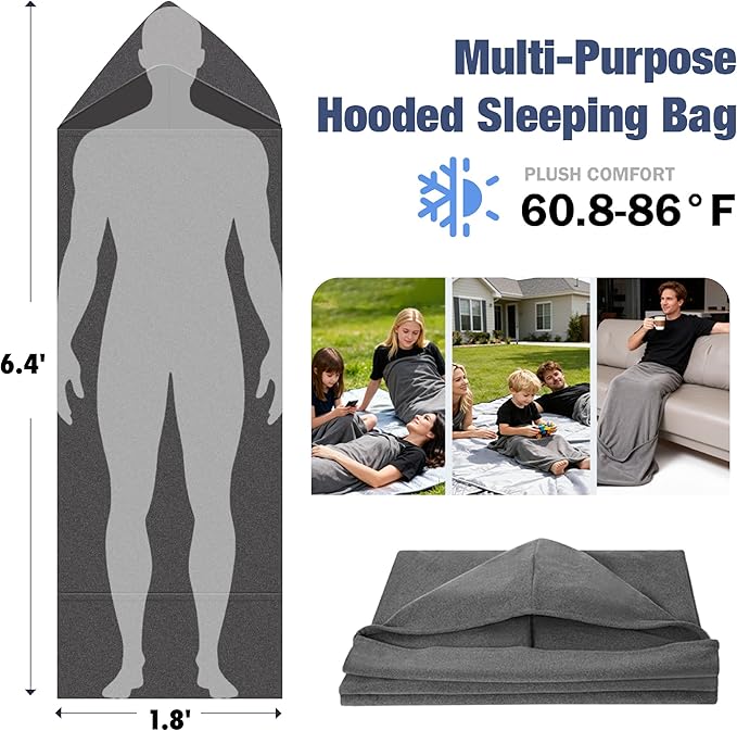 Sleep Pod for Deeper Sleep - Weighted &amp Cozy Wearable Blanket Hoodie Home Camping Sleeping Bag Anxiety Relief Portable for Travel &amp Home Lounging