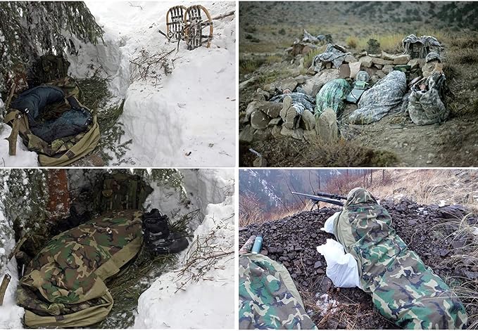 MT Army Military Modular Sleeping Bags System Multi Layered with Bivy Cover for All Season Woodland/Multicam