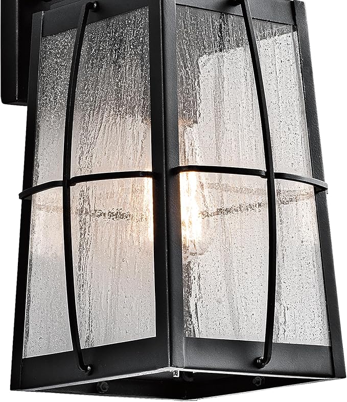 Kichler Tolerand 17.75 Outdoor Wall Light in Textured Black 1-Light Exterior Wall Sconce Porch Light with Clear Seeded Glass (17.75 H x 7.75 W) 49553BKT