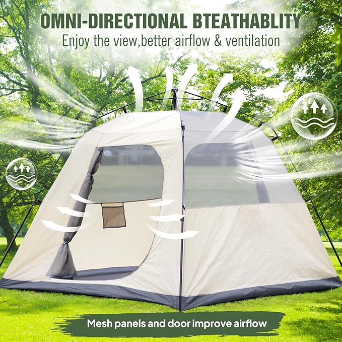 Chihee Camping Tent 2-3 Person Pop Up with Hydraulic Structure Family Tents Waterproof Windproof Outdoor Shelter Travelling Spacious One-Room Layout Quick Setup Durable Fiberglass &amp Aluminum Frame