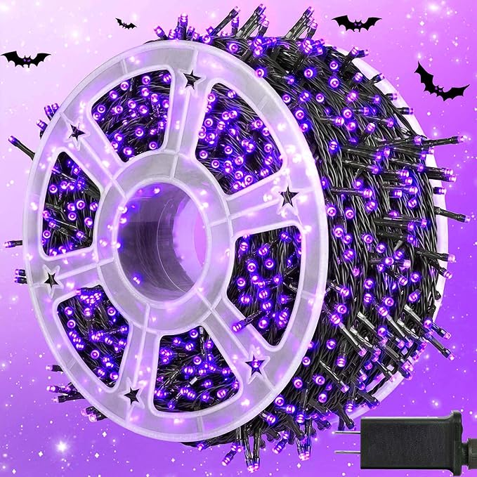 kemooie 500 LED Purple Christmas Lights 164 FT 8 Lighting Mode Plug in Waterproof Christmas Lights Outdoor for Birthday Christmas Wedding Party Garden Balcony Decor (Purple)
