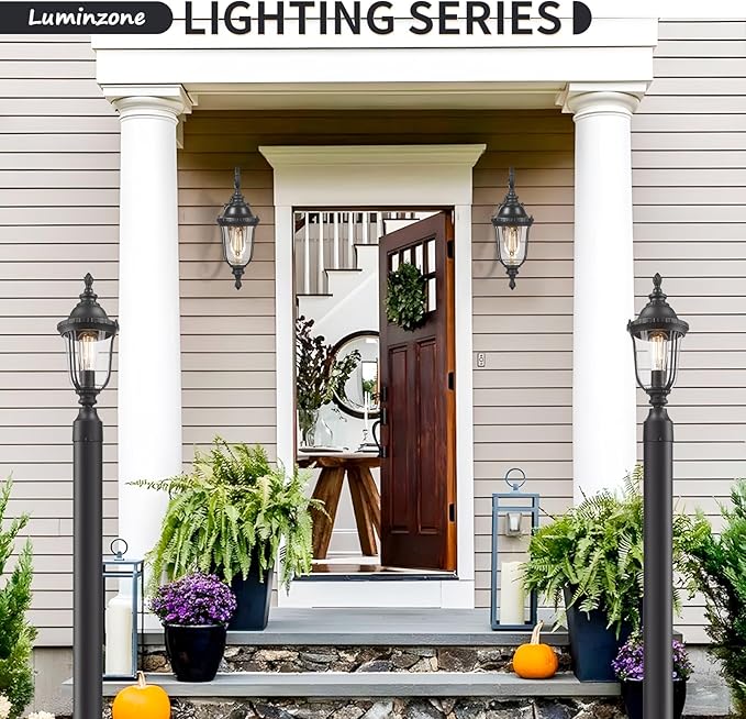 Outdoor Wall Light Fixture Black Porch Lights Outside Wall Mounted Lighting Clear Glass Shades Exterior Waterproof Lanterns Modern Outdoor Wall Sconces for Home Yard Patio