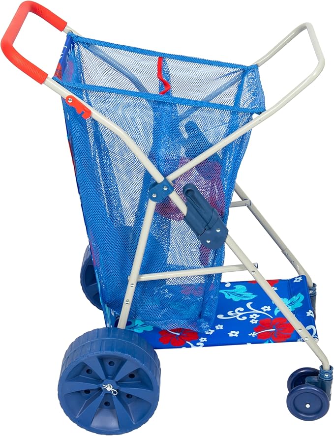 Rio Beach Wonder Wheeler II Wide Utility Lawn and Beach Foldable Cart Hibiscus Print