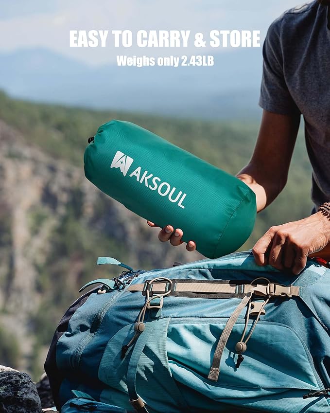 AKSOUL Sleeping Pad Ultra-Thick - Inflatable Sleep Mat Lightweight &amp Compact 4.72 in Air Mattress with Pillow Self-Inflating with Built-in Foot Pump for Traveling Hiking Camping (Blue)