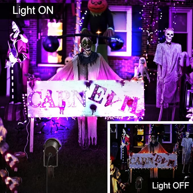 Landscape Lights Outdoor: Black Light Halloween LED Landscape Lighting for Tree Garden Yard Pathway Body Paint Fluorescent Poster | 110V UV Blacklight Spotlights | 4 Pack (UV Blacklight)