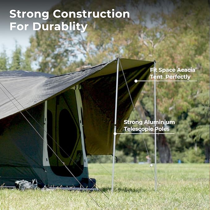 ACACIA Canopy 2-3 Person for Space Acacia Camping System PU2000 Waterproof Camping Tarp for 4 Season Camping UPF50+ Sunproof Tent Tarp with 2 Telescoping Poles Carry Bag Moonstone