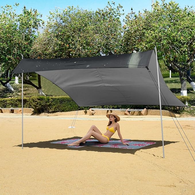 ALAZA Cat Kitten Astronaut Beach Tent Sun Shelter UPF50+ Protection Beach Shade Canopy w/ 4 Sandbags for Outdoor Camping Fishing Backyard Fun Picnic 10x9 ft