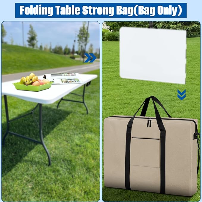SIRUITON Folding Table Storage Bag Portable 600D WaterProof Carry Bag for Folding Picnic/Camp Tables with Reinforcing Plate &amp Shoulder Strap 36 D x 30 W x4.7 H Fits 6FT Folding Tables