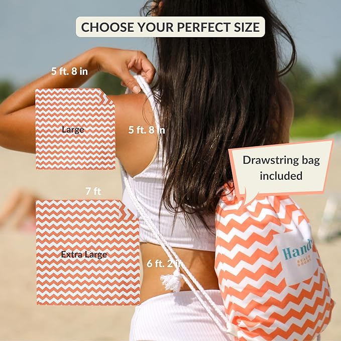 Plush Microfiber Beach Blanket Extra Large Beach Mat for 3-6 Persons Sandproof Windproof | Hole for Umbrella Corner Sand Pockets to Fight Wind (Bag for Blanket Included)
