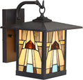 RIVER OF GOODS Stained Glass Outdoor Light Fixture - 11.75 H - Mission Style Porch Light - Mabel