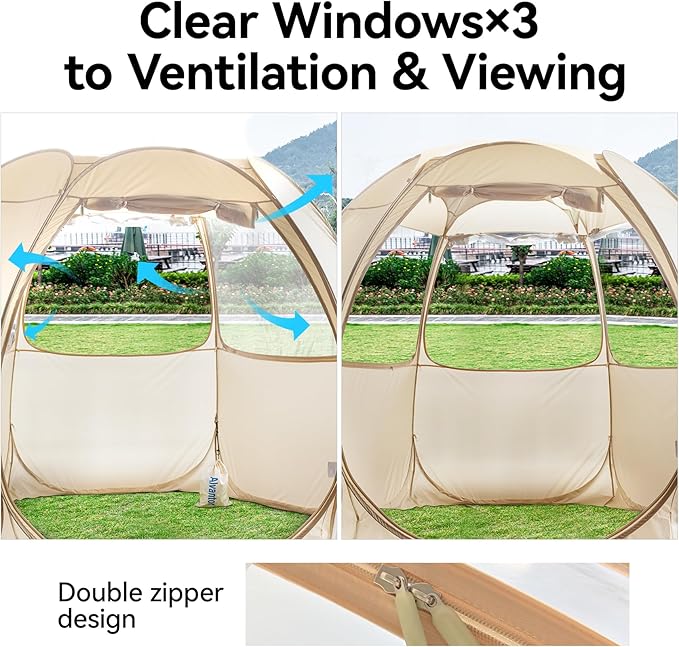 LEEDOR Pop Up Screen House Tent UPF 50+ and Windproof Dome Outdoor Canopy Tent with Roll Up Zipped Door Privacy Gazebo Compact and Lightweight for Party Camping Fishing Picnic Grey