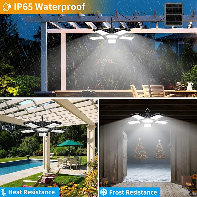 Solar Shed Light Indoor Outdoor Upgrade Large 267LED Solar Powered Motion Sensor Pendant Light Works Day &amp Night Solar Indoor Light with 2 Lighting Modes + Timer &amp Remote for Shed Gazebo Gar