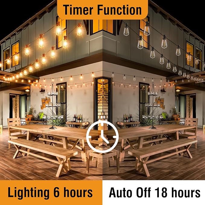 btfarm 100FT LED Outdoor String Lights Waterproof with Remote Patio Lights with 32+2 ST38 Edison Bulbs Hanging Light for Outside with Timer for Backyard Party Yard Gazebo Porch 2700K Dimmable