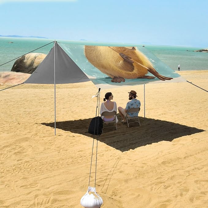 Capybara Umbrella Camping Sun Shelter Beach Tent Portable Beach Sun Shade Outdoor Canopy for Camping Trips Fishing Picnic