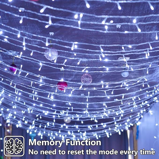 YEGUO 165ft 500 LED White Christmas Lights Outdoor Waterproof Clear Wire String Lights Indoor Twinkle Tree Lights Plug in with Timer Memory