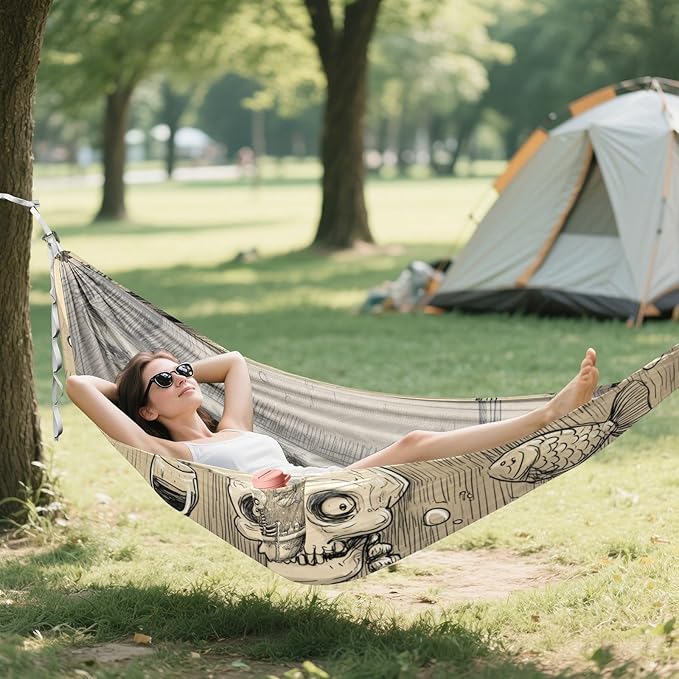 OTVEE Camping Hammock Bathtub Relax with Wine Portable Hammocks 500lb Upgraded Thickened Durable Single Hammocks with Tree Straps &amp Travel Bag for Camping Outdoor Indoor Patio Backyard