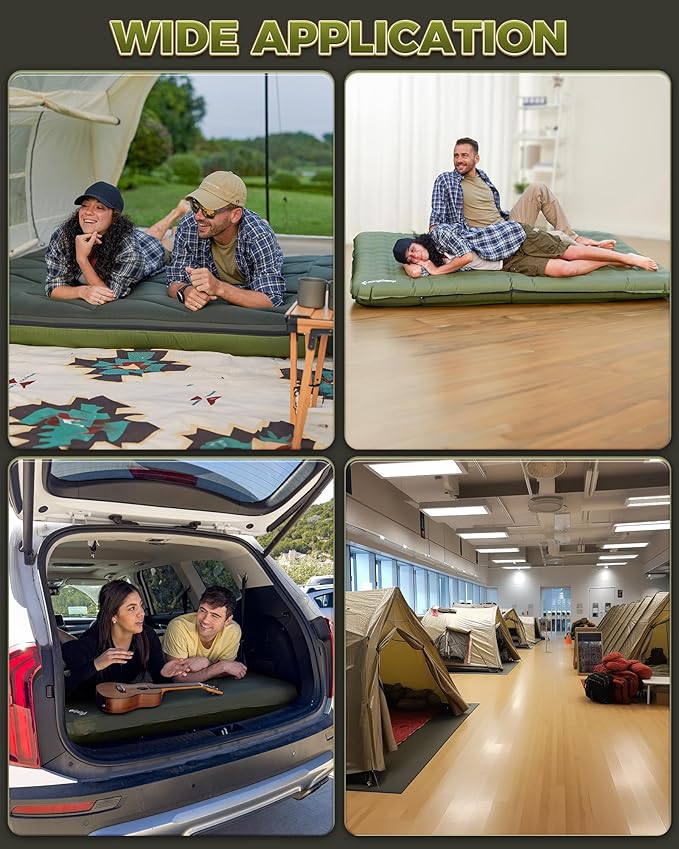 KingCamp Gorgeous Double 6.7 Camping Mattress with Washable Foam Cover Extra-Thick Full Size Inflable Mattress with Pump Sack Portable Double Mattress for Camp Outdoor Tent Car &amp Guest