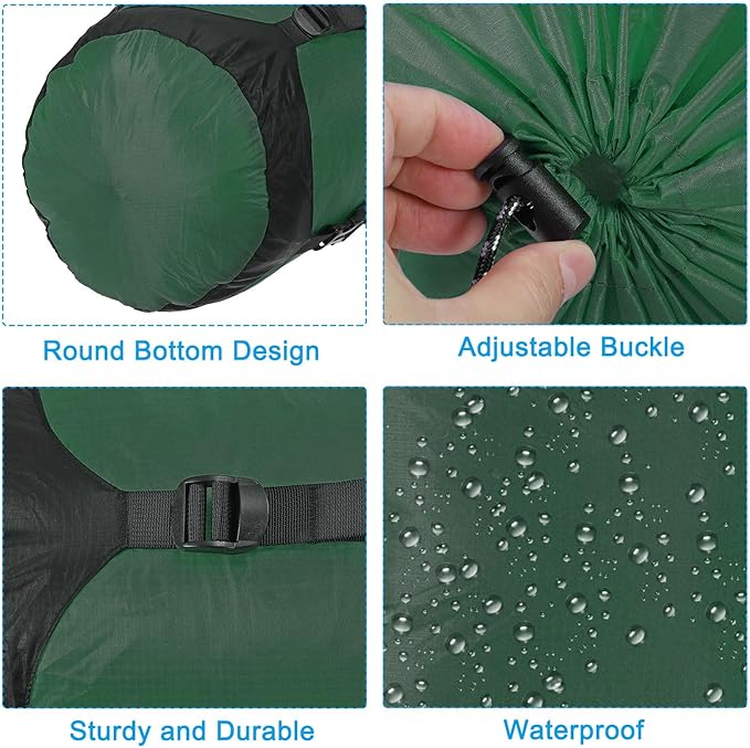 PATIKIL Compression Stuff Sack 8L Waterproof Sleeping Bag Lightweight Compression Storage Sack for Backpacking Camping Green