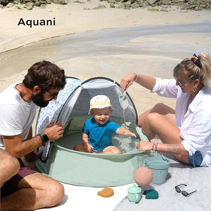 Babymoov Aquani 3-in-1 Infant &amp Baby Beach Tent &amp Pool UV Protection Sunshade Pop-Up Play Area &amp Portable Outdoor Paddling Pool Provence