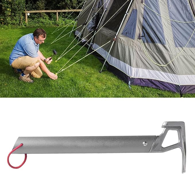 Camping Claw Hammer Multi-Functional Tent Stake Hammer Portable Stainless Steel Ox Horn Head Tent Stake Hammer with Aluminium Handle for Camping Hiking Backpacking Gardening