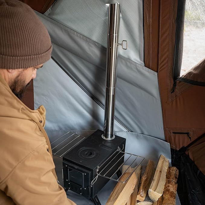 Gazelle Backcountry™ Stove Jack Kit – DIY-Ready Fireproof Window Panel &amp Heat-Resistant Floor Mat for Backcountry Shelters Customizable Chimney Port Includes Carry Bag GBCA02