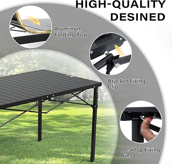 OUTSIDER Folding Camping Table with Aluminum Roll-up Tabletop Portable Lightweight Beach Table with Carry Bag for Outdoor Cooking Picnic BBQ Travel Backyard Style1