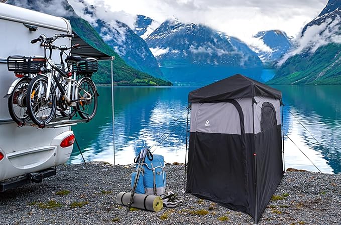 Nice C Camping Shower Tent Instant Pop Up Privacy Changing Tent Outdoor Shower Enclosure Toilet Tents Camping Bathroom Oversize (Square – 1 Room)