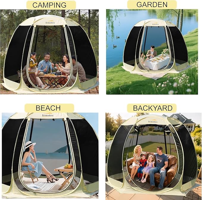 Pop Up Screen House 10'x10' Outdoor Screen Tent for Camping Screened Gazebo with Mosquito Netting Carry Bag
