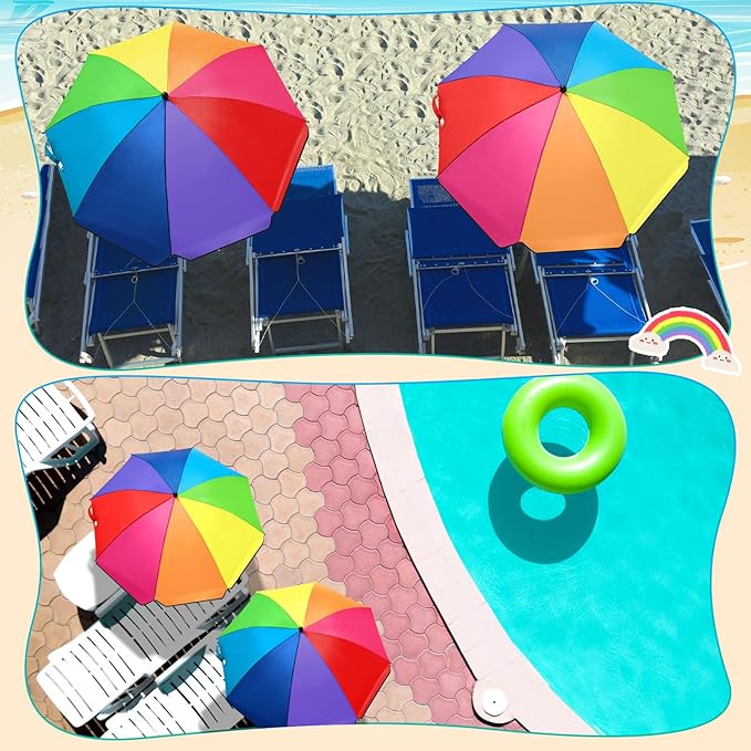 Buryeah 2 Pcs Automatic Chair Umbrella with Universal Clamp 44 UPF 50+ Portable Clamp on Beach Chair Adjustable Wheelchair Umbrella for Outdoor Patio Parasol