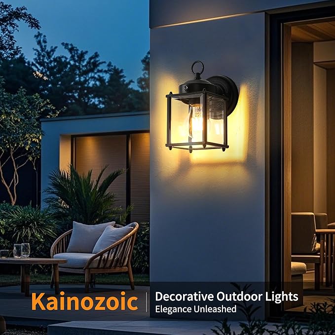 Dawn to Dusk Sensor Outdoor Wall Light Fixtures Waterproof Black Exterior Lighting Fixture Anti-Rust Outdoor Wall Lantern for Porch Patio Front Door Garage House -2 Pack