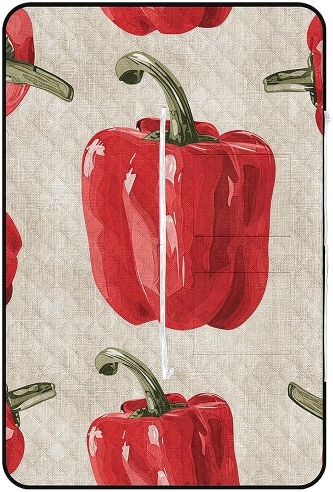 Zipper Red Bell Pepper Pattern Style Picnic Mat Suitable for Travel Camping Park Or Home Use
