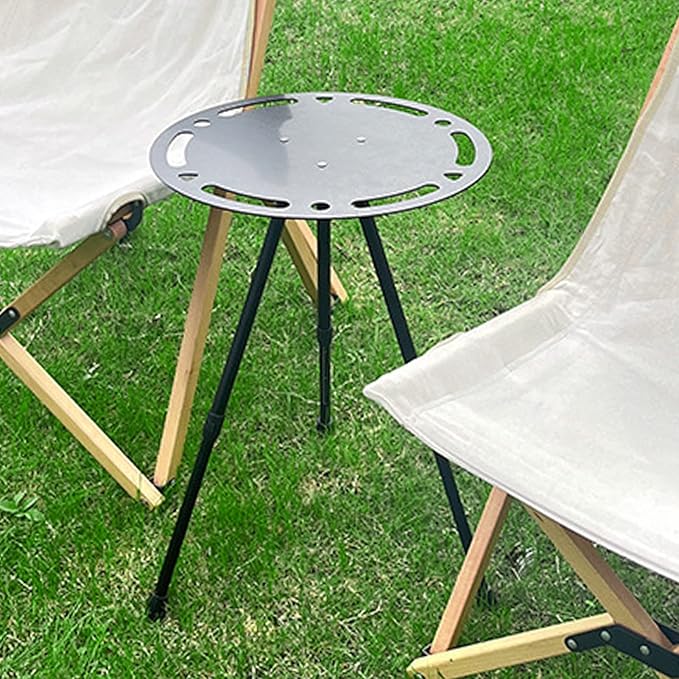 Topyond Folding Camping Table Portable Height Adjustable Outdoor Small Round Table Lightweight Aluminum Alloy Beach Table for Travel and Camping