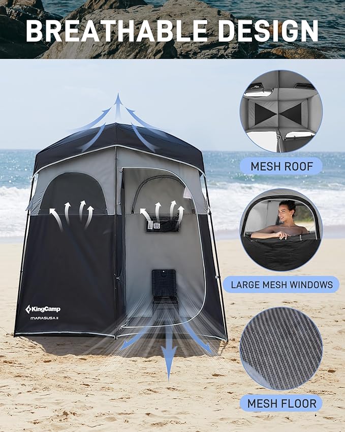 KingCamp Shower Tent Portable Privacy Tent Outdoor Camping 1/2 Room Toilet Tents with Shower Bag &amp Dressing Room for Beach Camping &amp Hiking