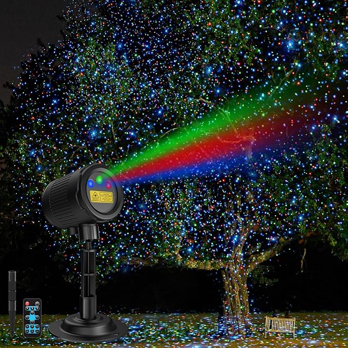Laser Lights Outdoor 3 Color RGB Laser Projector Lights Outdoor Waterproof Holiday Laser Light Projector Outdoor Indoor for Home Yard Garden Decoration