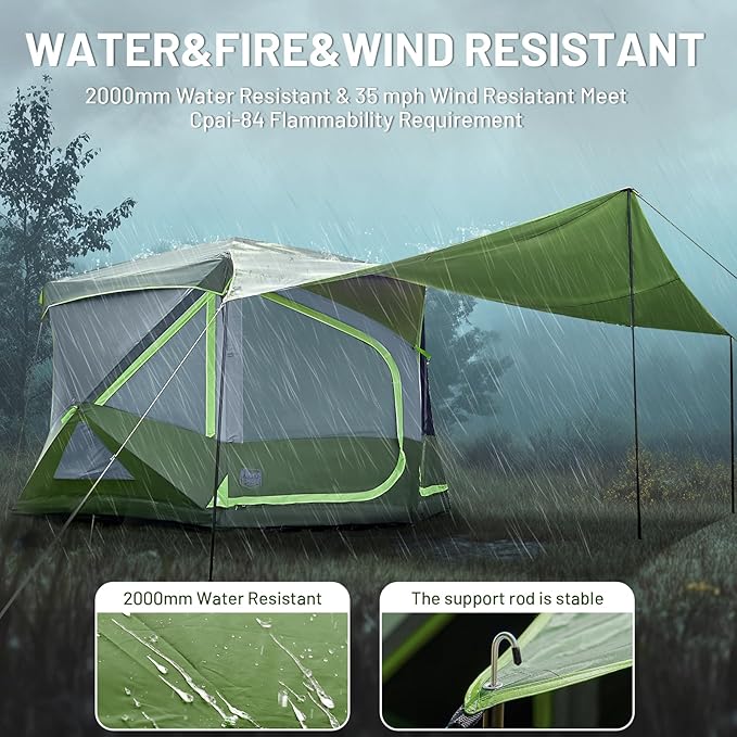 TIMBER RIDGE 4-6 Person Instant Pop Up Hub Tent Easy 60 Second Setup Weather Resistant Portable Camping Family Tent Cabin Tent with Rain Fly and Carry Bag for Outdoor Travel