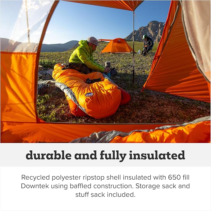 Big Agnes Torchlight EXP - 650 RDS DownTek Ultralight Sleeping Bag Backpacking Gear Compact Cold Weather Camping Mummy
