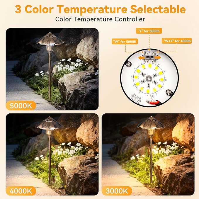 LED Low Voltage Landscape Lighting 12V Landscape Lighting Kit with Connectors 3CCT 3000K-5000K 18“ Tall LED Low Voltage Pathway Lights Aluminum Waterproof for Patio Yard Garden 2 Pack