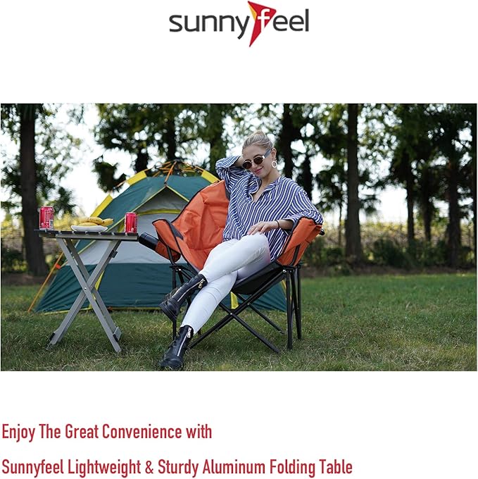 SUNNYFEEL Folding Camping Table - Lightweight Aluminum Portable Picnic Table 18.5L x 18.5W x 24.5H Inch for Cooking Beach Hiking Travel Fishing BBQ Indoor Outdoor Small Foldable Camp Tables