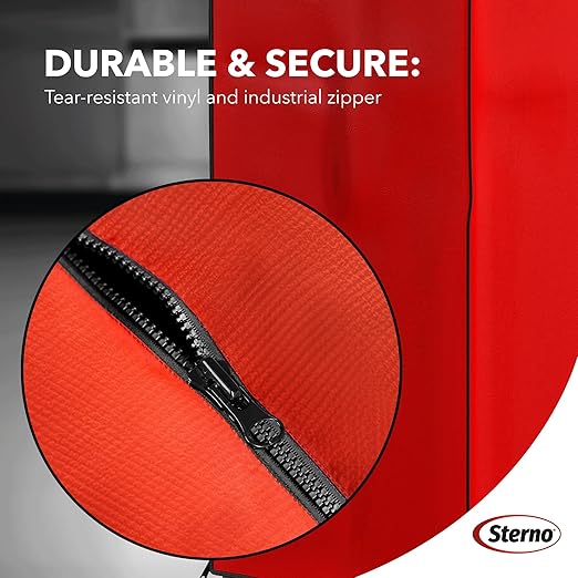 Sterno Half Size Bun Rack Cover Vinyl Zipper Closure Red
