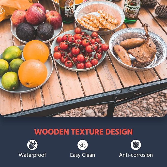 OUTSIDER Folding Camping Table Adjustable Height Foldable Roll-up Aluminum Camp Table Portable Table with Carry Bag - for Outdoor Cooking Beach Picnic BBQ Travel Style2