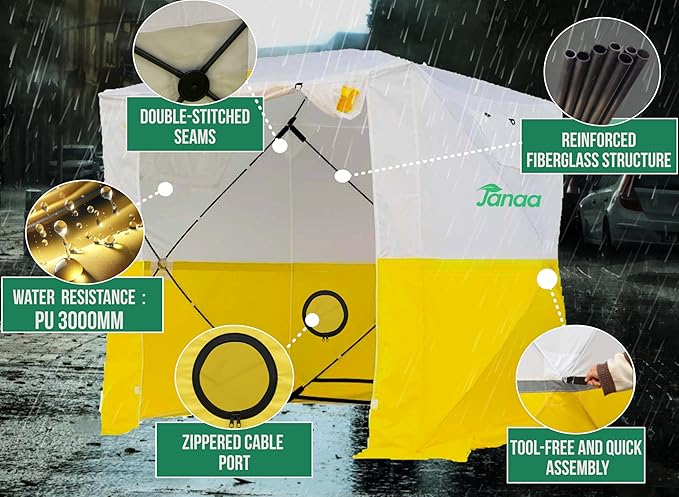 JAX3® Professional Work Tent | Pop Up | 62x62x7 Ft | Instant Quick and Easy Tool-Free Setup | Waterproof UV50+ | Splicing Commercial Tent Fiber Optic for Heavy-Duty Use