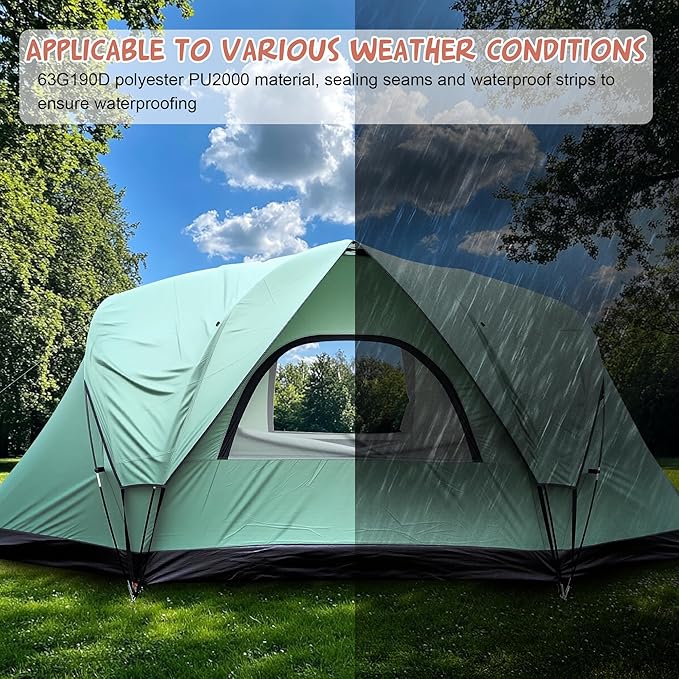 Large Camping Tent Family Tent 5~6 People 179.13x90.55x70.87inches Waterproof Mesh RoofLarge Living Room Capacity Family Camping Tent