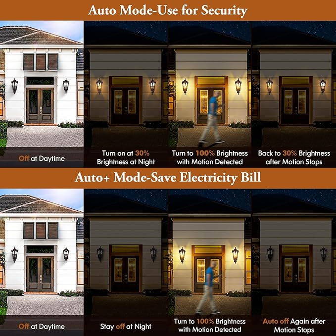 16in 2-Pack Large Motion Sensor Outdoor Wall Lights Dusk to Dawn Porch Lights Wall Mount Vintage Exterior Light Fixtures Sconces Lighting Brown Wall Lanterns Outside Lights for House Front Door