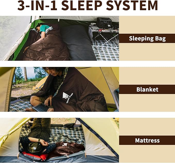 GEERTOP Flannel Sleeping Bags for Adults Big &amp Tall People Portable Cold Weather Envelope XXL All Seasons Camping Sleeping Bag