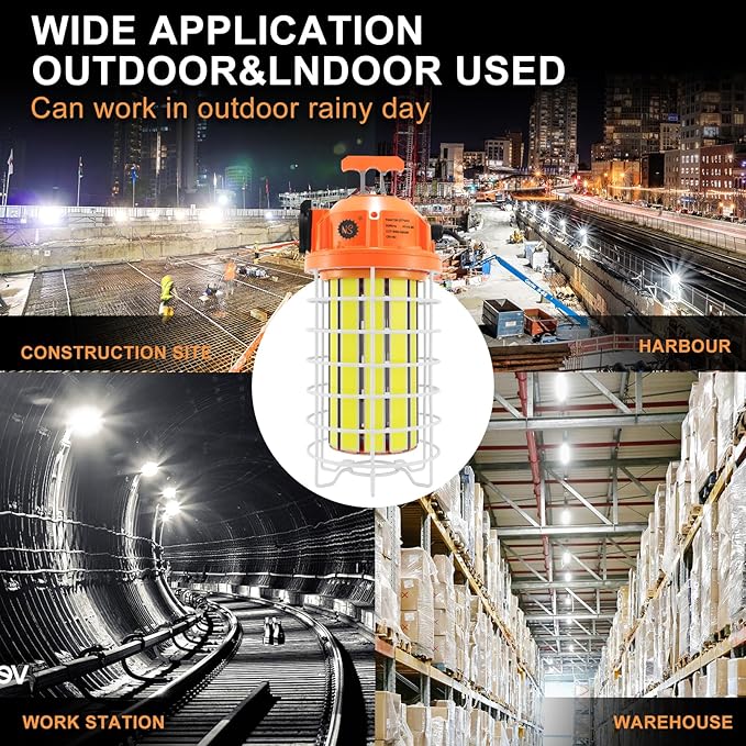 NS 150W LED Temporary Jobsite Work Light 29250LM 5000K Daylight White Portable Waterproof Hanging Construction Lighting with 16ft Cord for Outdoor Workshop Warehouse Jobsite