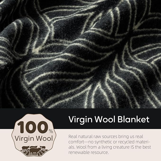 100% Wool Blanket 62 x 86 Warm Thick Washable Military Wool Blanket Great for Camping Outdoors Sporting Events Survival Kits Leaf