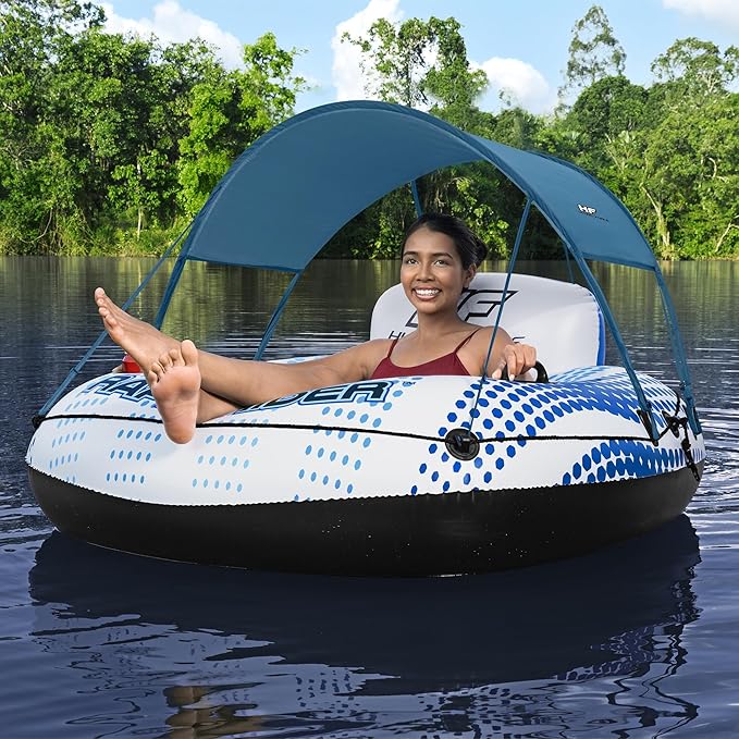 HYDRO FORCE Rapid Rider Canopy Tube 54 x 54| Durable Inflata-Shield Material | UV Sun Protection | Built-in Cup Holder | Heavy Duty Handles. Ultimate Water Fun