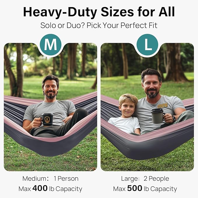 Kootek Camping Hammock Portable Hammocks with Tree Straps &amp Attached Carry Bag Camping Essentials Gear Perfect for Outside Indoor Hiking Beach Backpack Travel